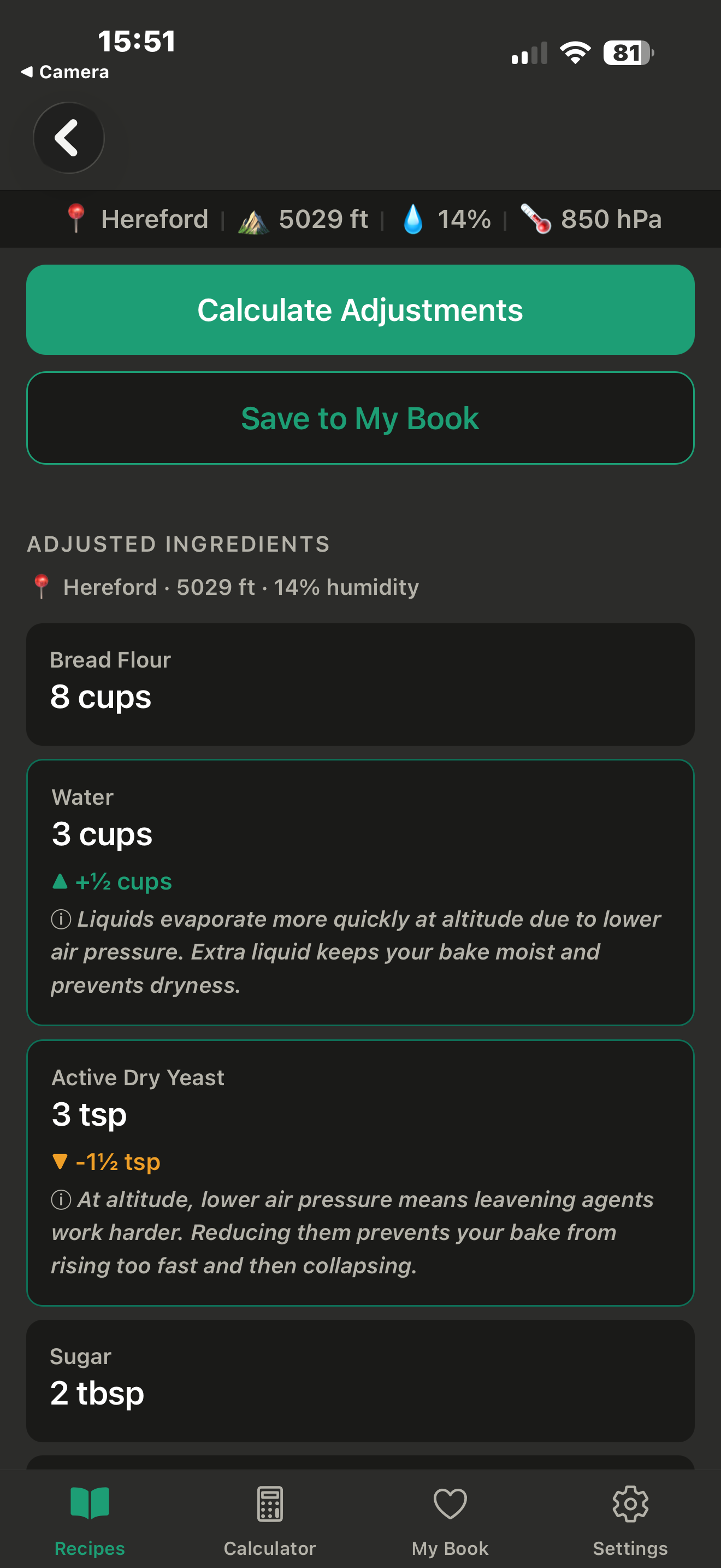 PeakBake adjusted ingredients