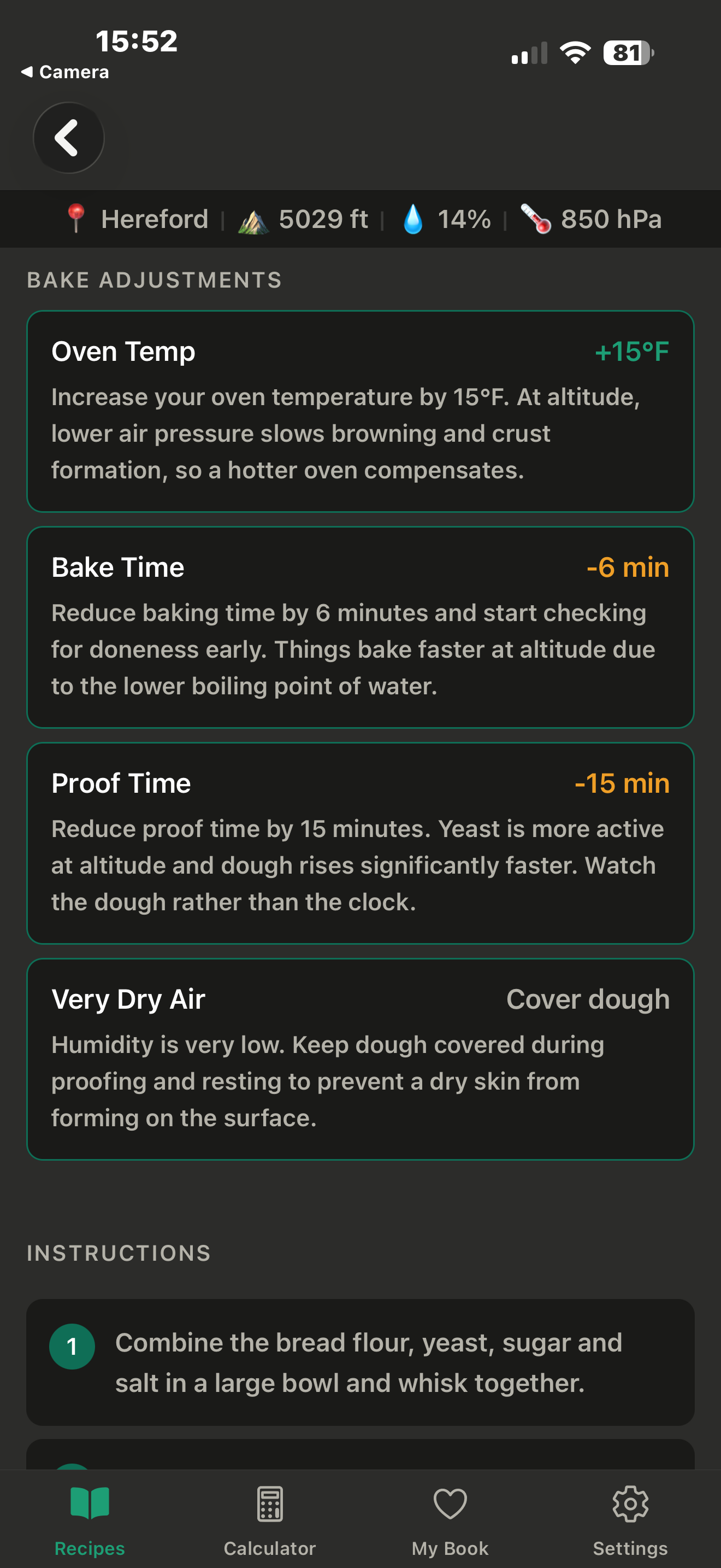 PeakBake bake adjustments